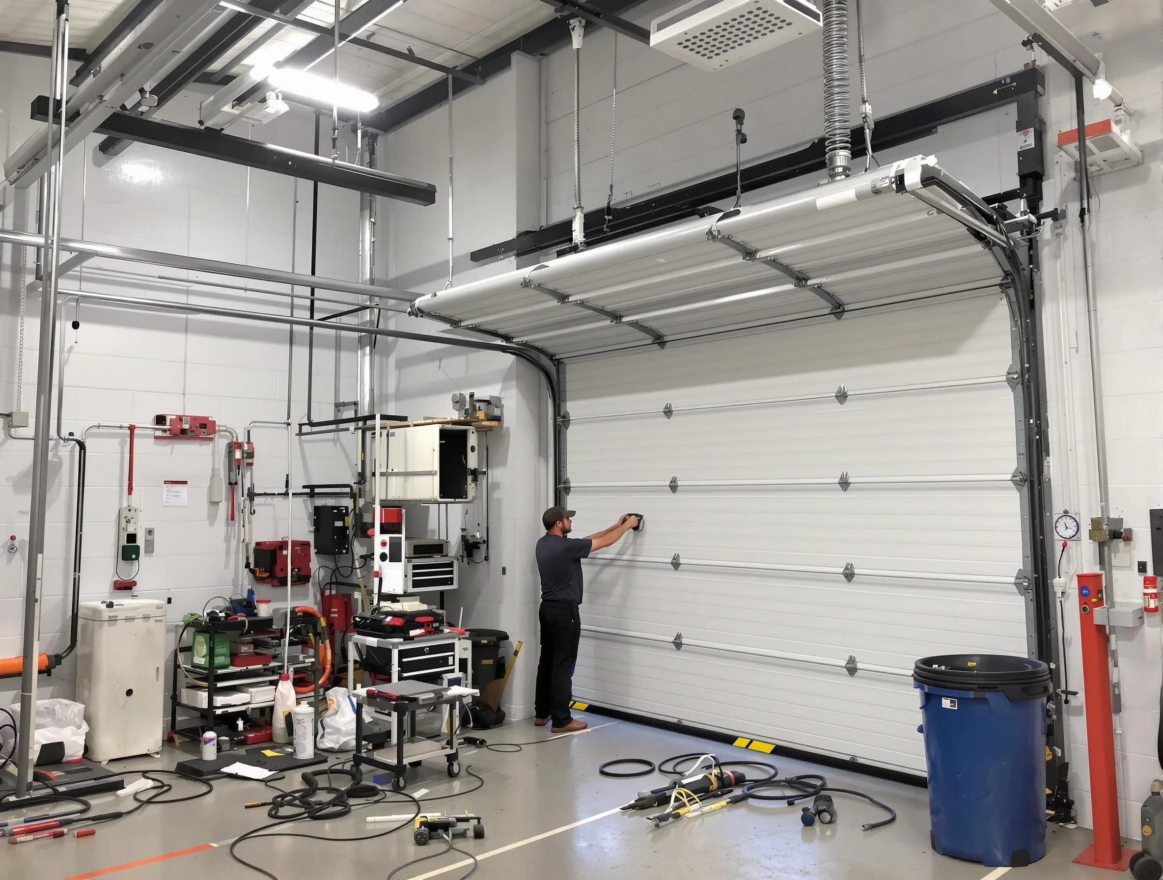 Jeannette Garage Door Repair certified technician performing commercial door repair at a Jeannette business facility