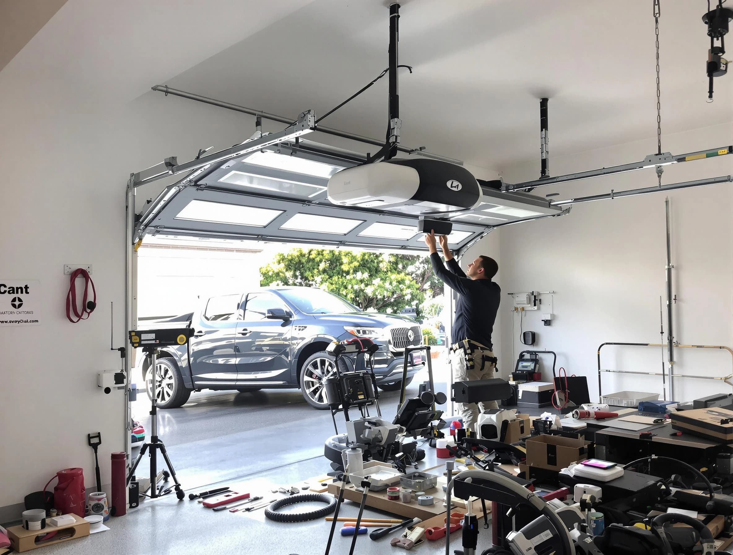 Jeannette Garage Door Repair specialist installing smart garage door opener system in Jeannette home