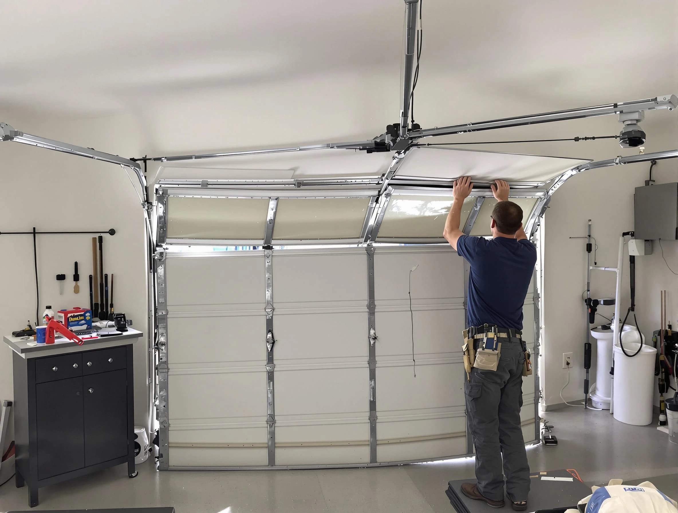 Jeannette Garage Door Repair specialist performing precise section replacement on Jeannette garage door