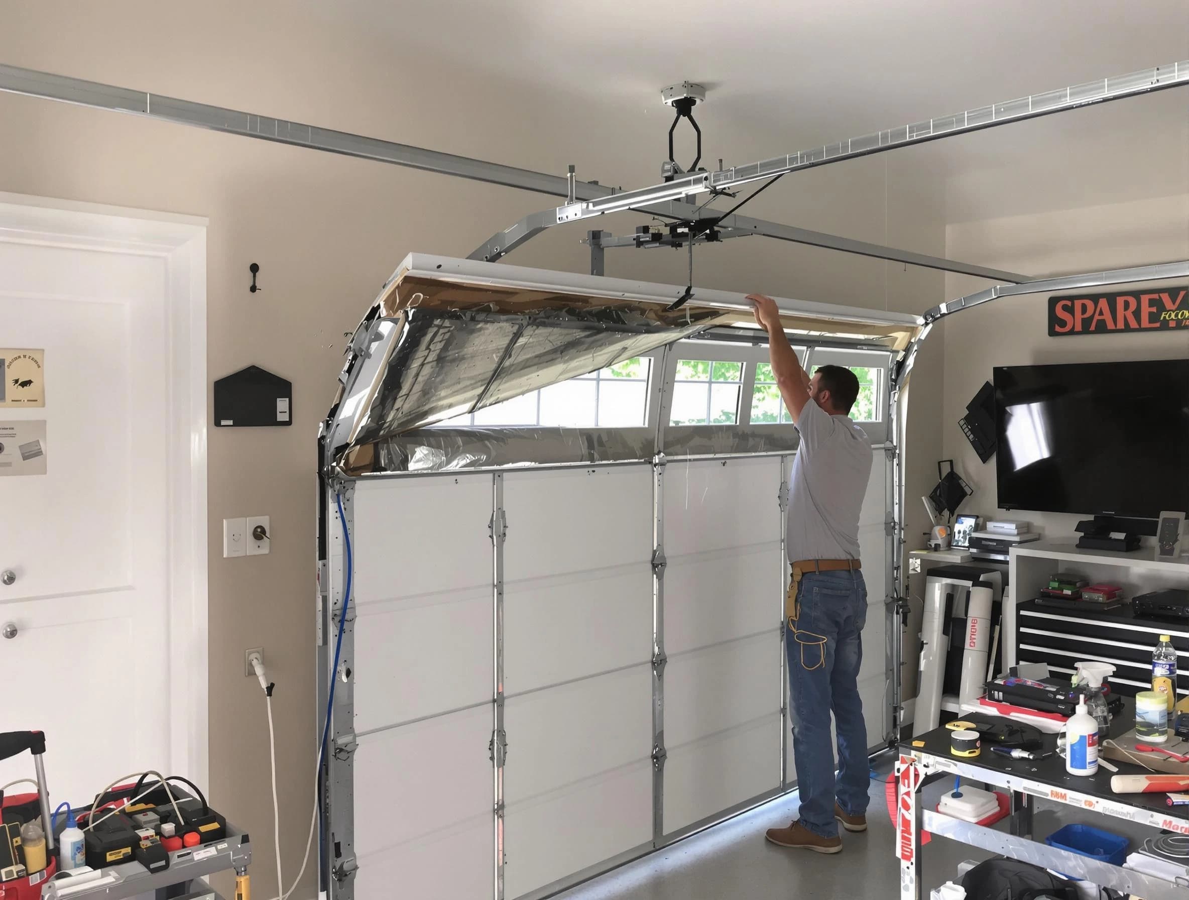Garage door section replacement by Jeannette Garage Door Repair in Jeannette