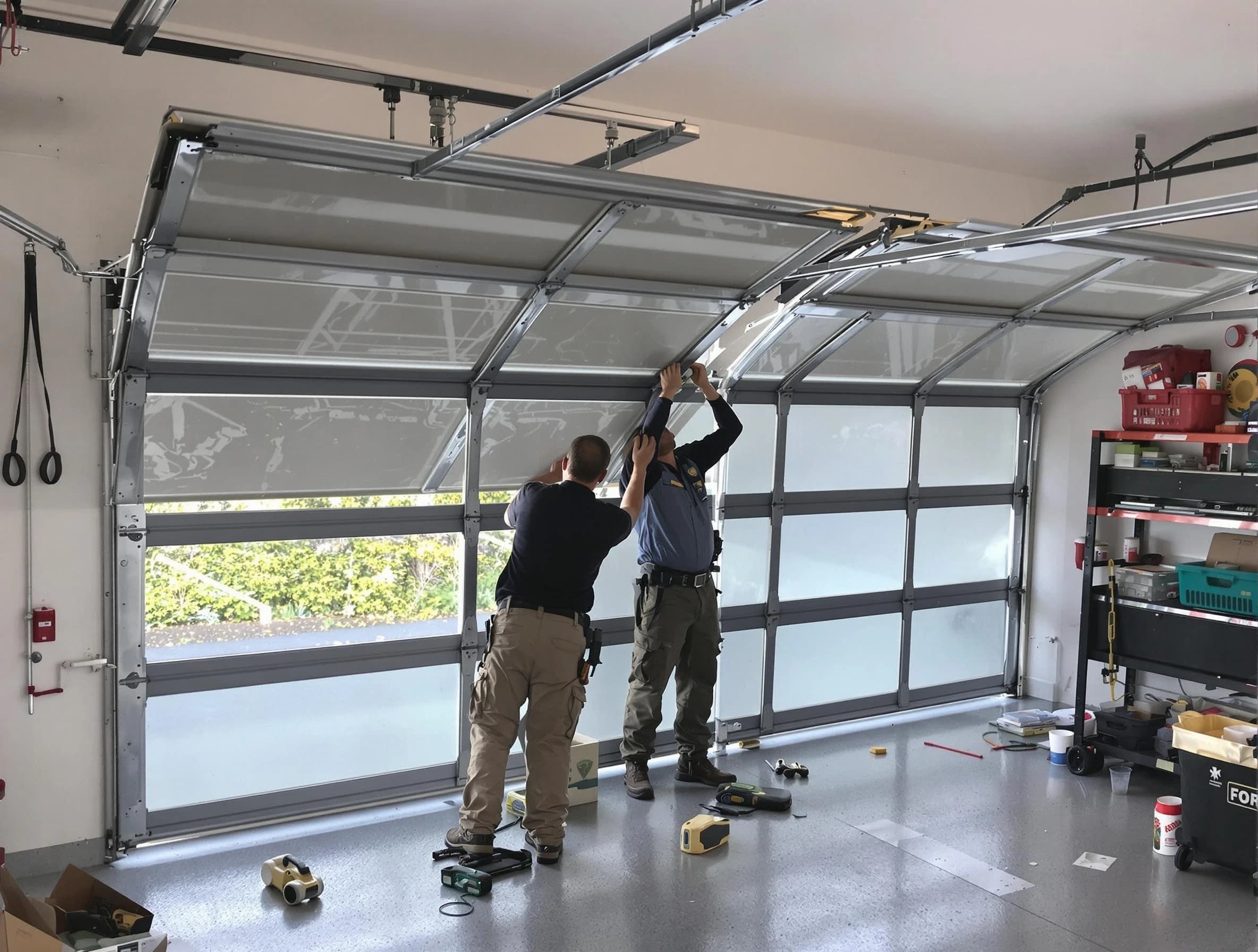 Jeannette Garage Door Repair expert performing precise panel replacement on Jeannette garage door